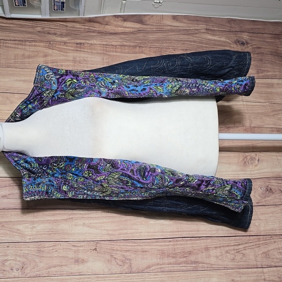 Chicos Paisley & Denim Patterned Reversible Womens Jacket Size 3 Large - Picture 7 of 9